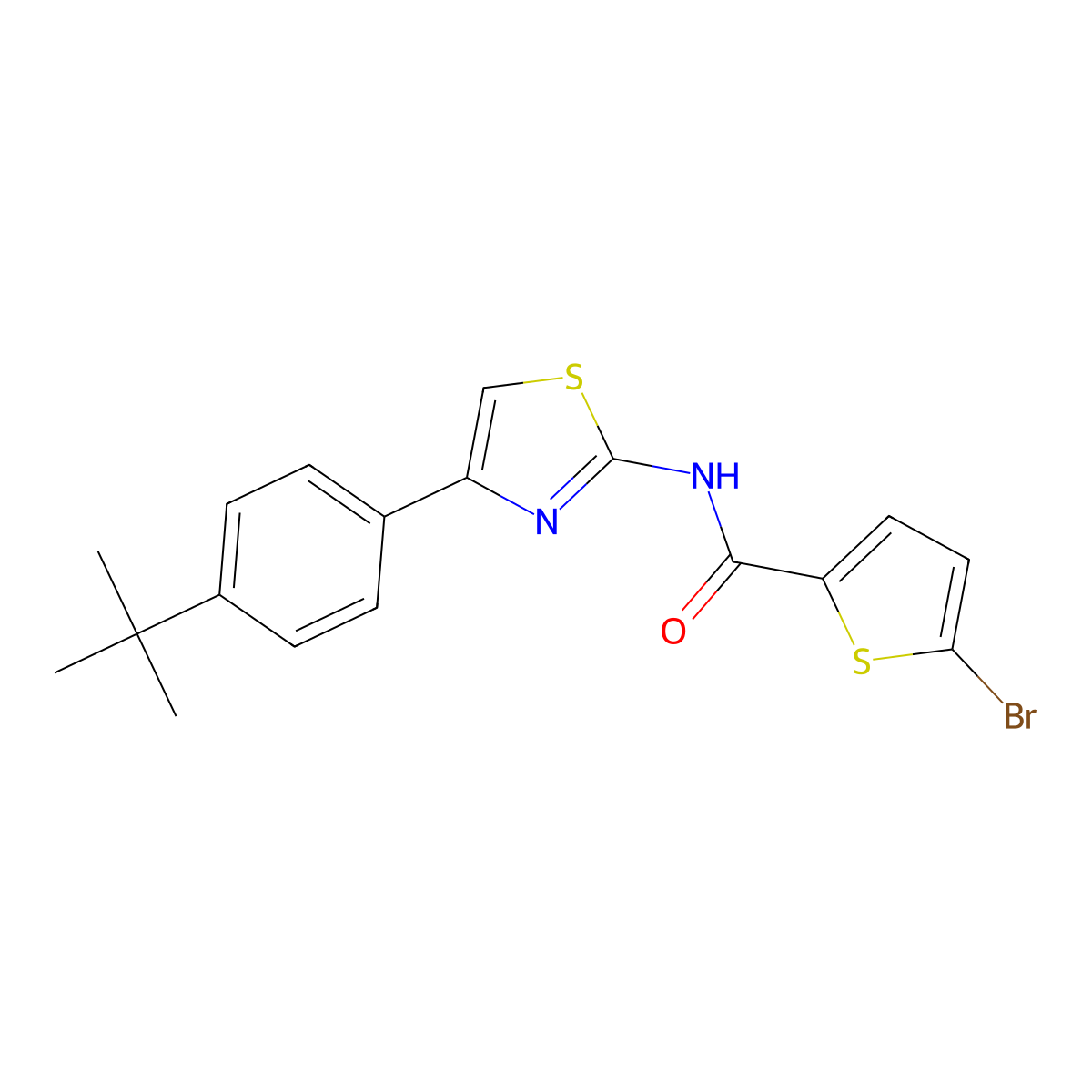 5-bromo-N-[4-(4-tert-butylphenyl)-1,3-thiazol-2-yl]thiophene-2-carboxamide molecular structure, CAS 475045-47-7
