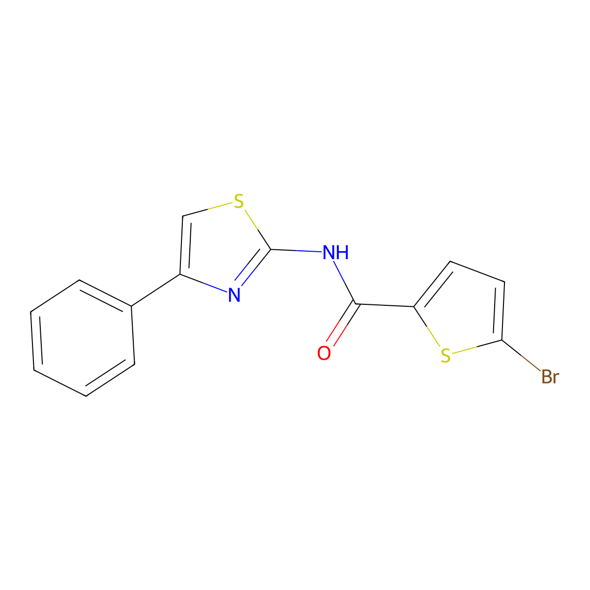 5-bromo-N-(4-phenyl-1,3-thiazol-2-yl)thiophene-2-carboxamide molecular structure, CAS 475045-51-3
