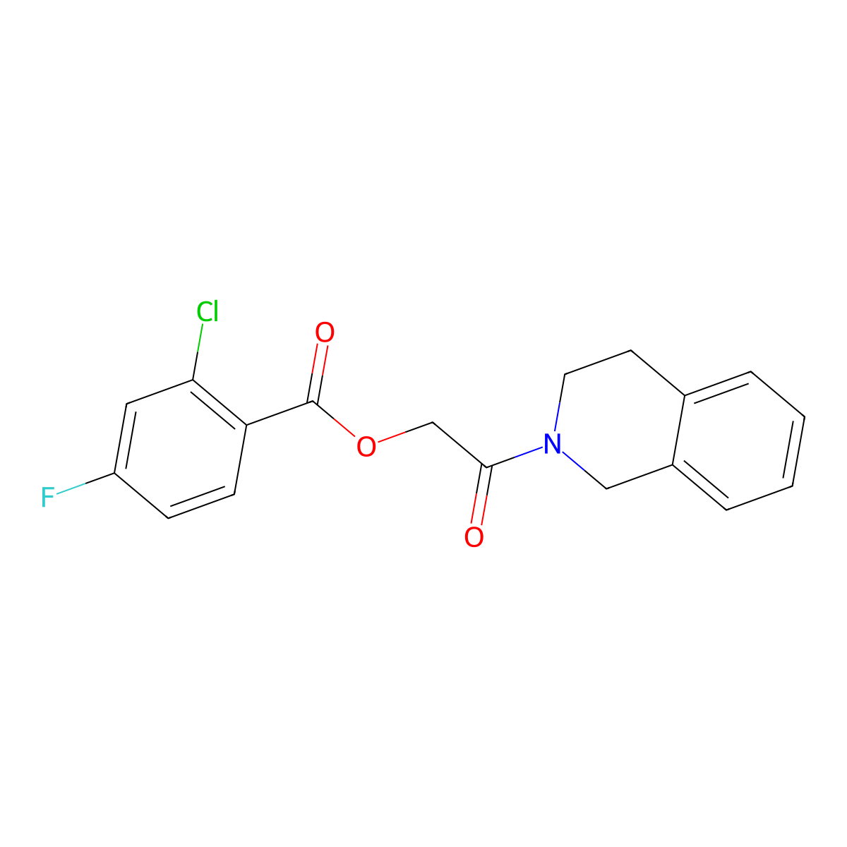 [2-(3,4-dihydro-1H-isoquinolin-2-yl)-2-oxoethyl] 2-chloro-4-fluorobenzoate molecular structure, CAS 475050-47-6