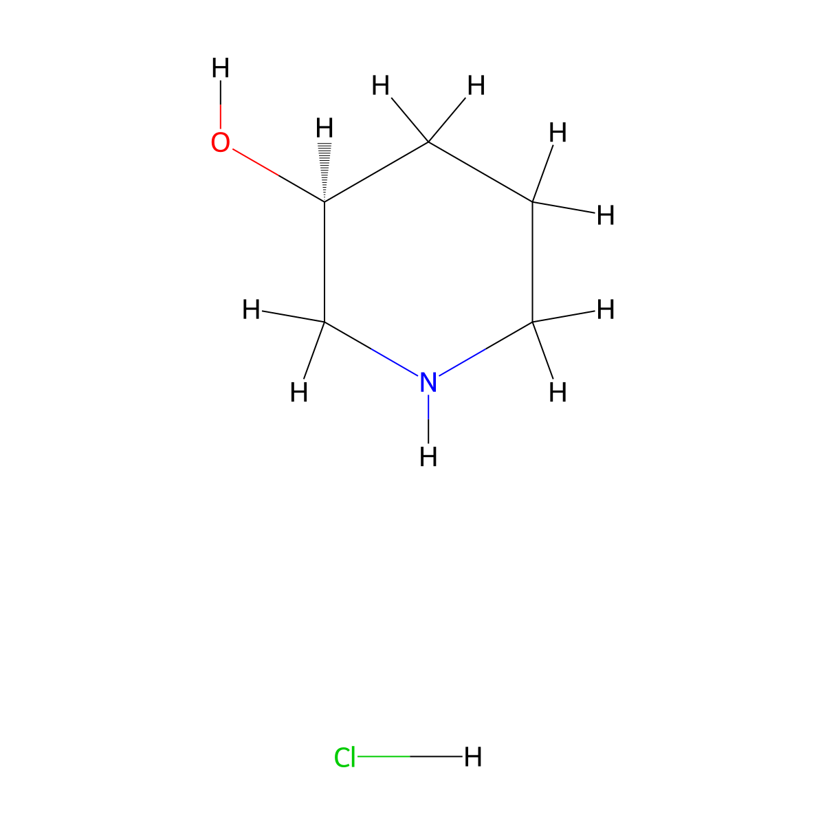 (3S)-Piperidin-3-ol--hydrogen chloride (1/1) molecular structure, CAS 475058-41-4