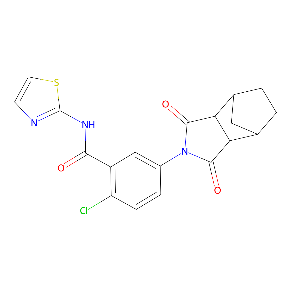 2-chloro-5-(1,3-dioxohexahydro-1H-4,7-methanoisoindol-2(3H)-yl)-N-(thiazol-2-yl)benzamide molecular structure, CAS 475061-28-0