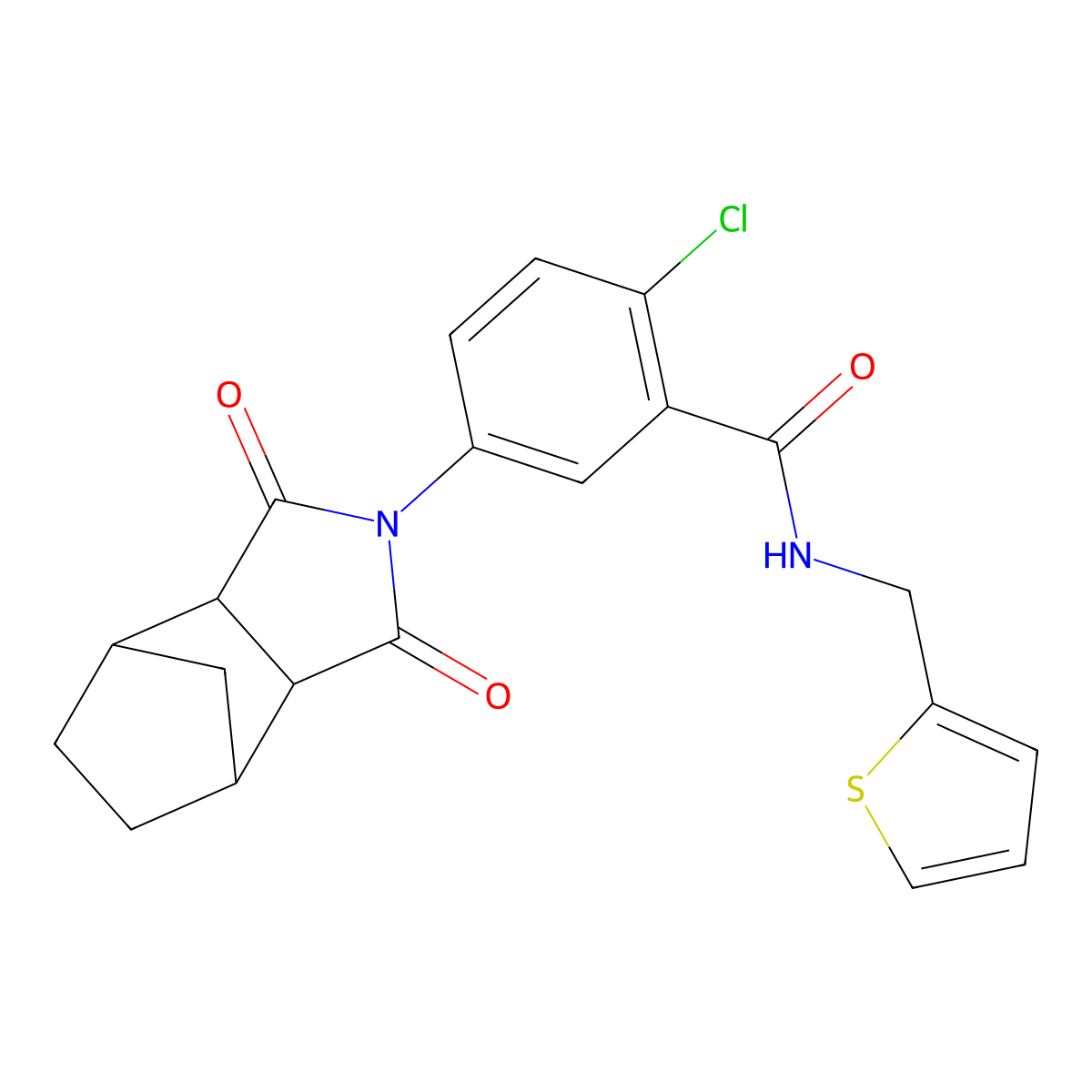 2-chloro-5-(1,3-dioxohexahydro-1H-4,7-methanoisoindol-2(3H)-yl)-N-(thiophen-2-ylmethyl)benzamide molecular structure, CAS 475061-57-5