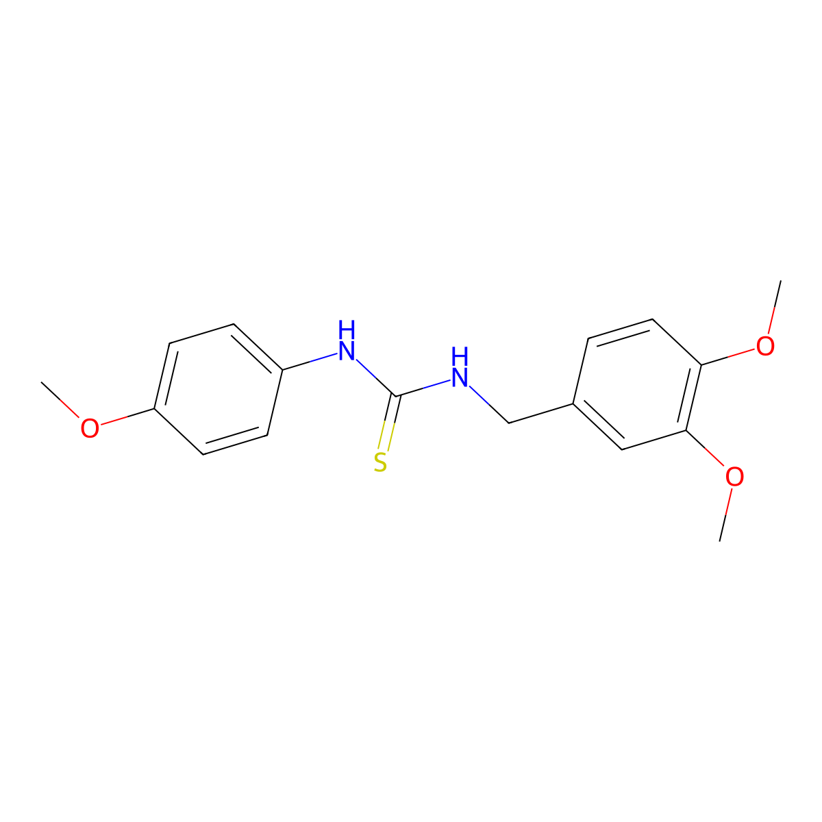 (((3,4-Dimethoxyphenyl)methyl)amino)((4-methoxyphenyl)amino)methane-1-thione molecular structure, CAS 475064-52-9