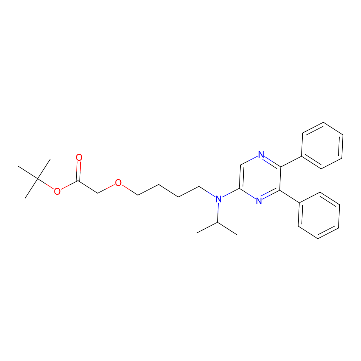 Tert-butyl 2-(4-((5,6-diphenylpyrazin-2-yl)(isopropyl)amino)butoxy)acetate molecular structure, CAS 475084-96-9