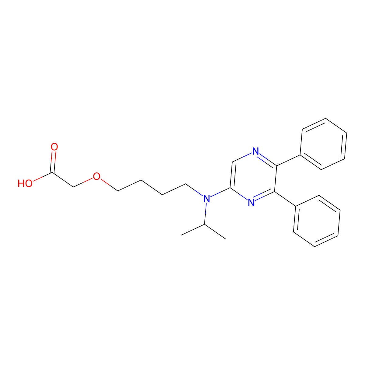 2-(4-((5,6-Diphenyl-2-pyrazinyl)(1-methylethyl)amino)butoxy)acetic acid molecular structure, CAS 475085-57-5