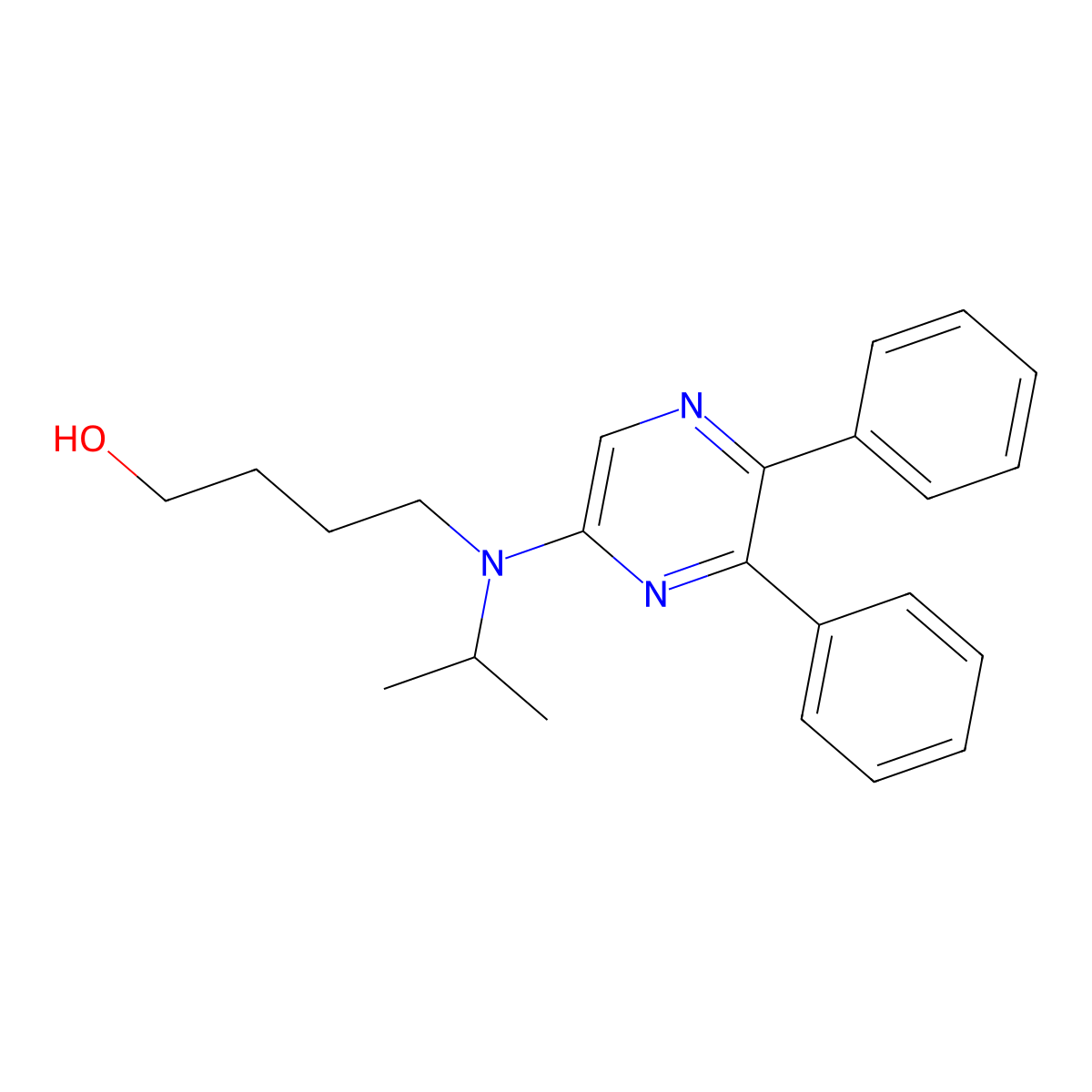 4-((5,6-Diphenyl-Pyrazin-2-yl)(isopropyl)amino)butan-1-ol molecular structure, CAS 475086-75-0