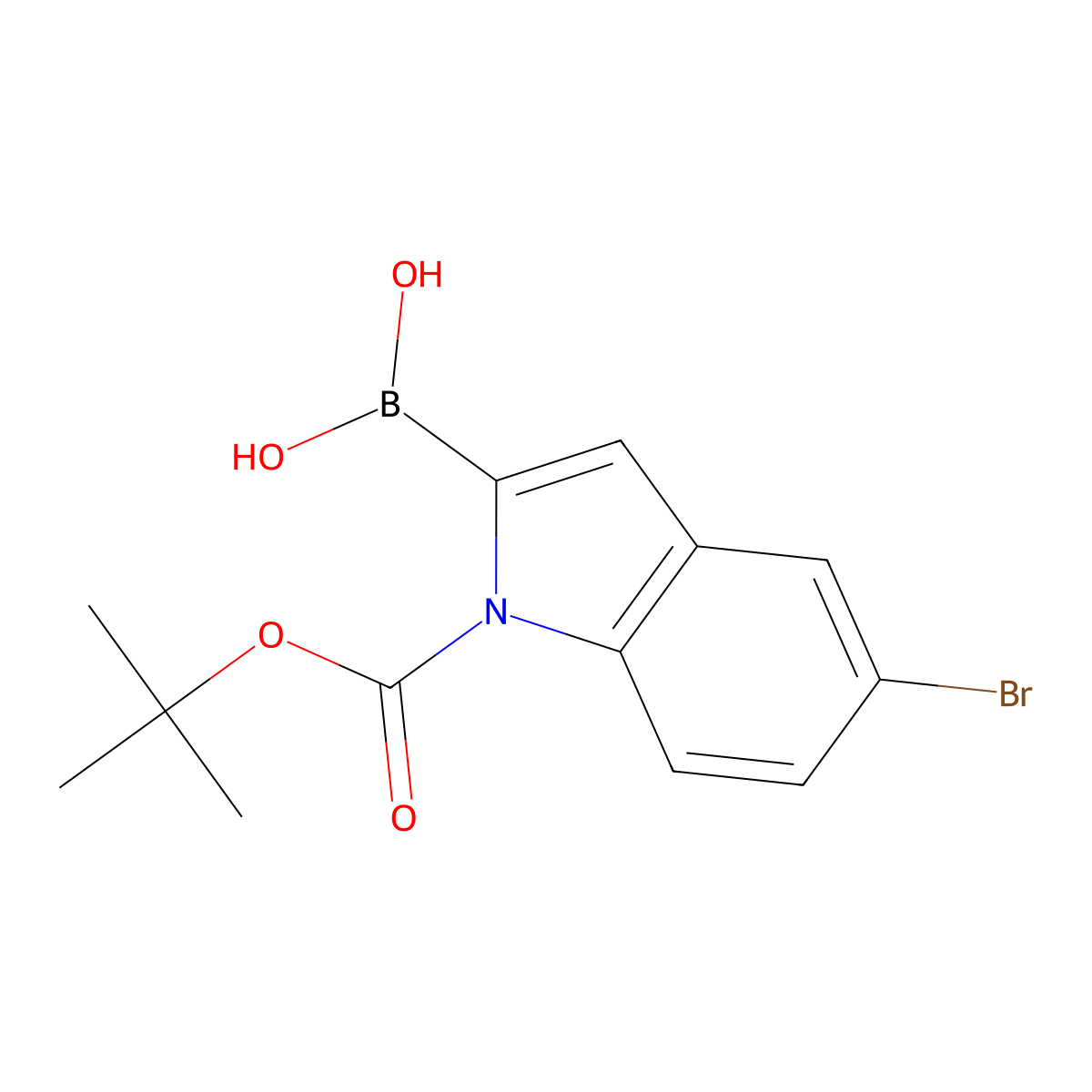 (5-Bromo-1-(tert-butoxycarbonyl)-1H-indol-2-yl)boronic acid molecular structure, CAS 475102-13-7