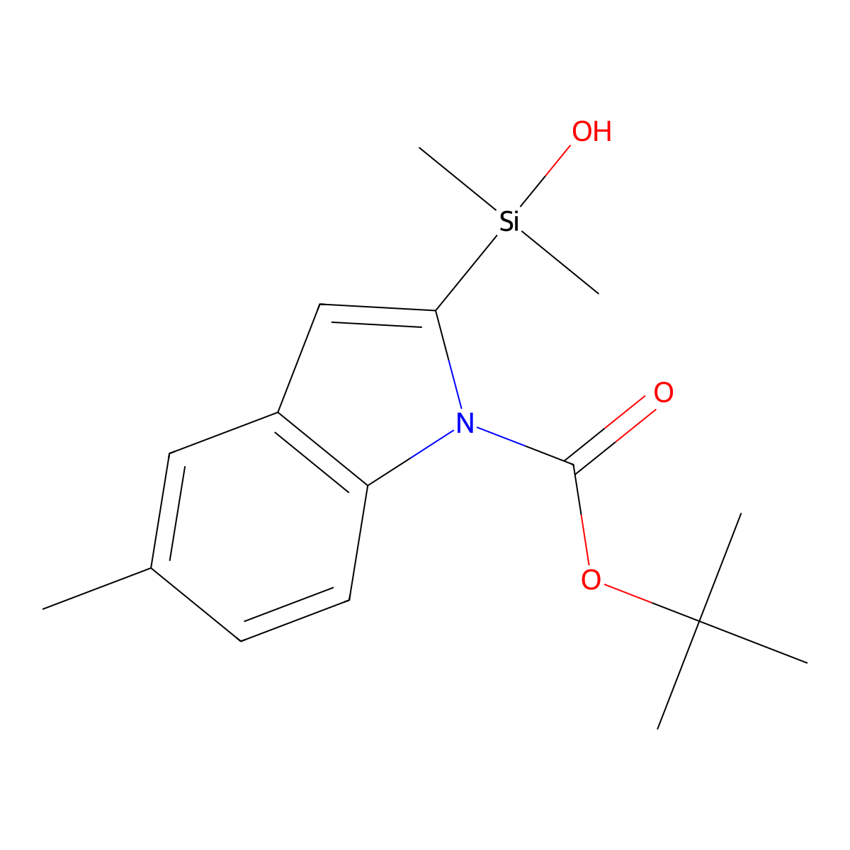 tert-butyl 2-(hydroxydimethylsilyl)-5-methyl-1H-indole-1-carboxylate molecular structure, CAS 475102-18-2