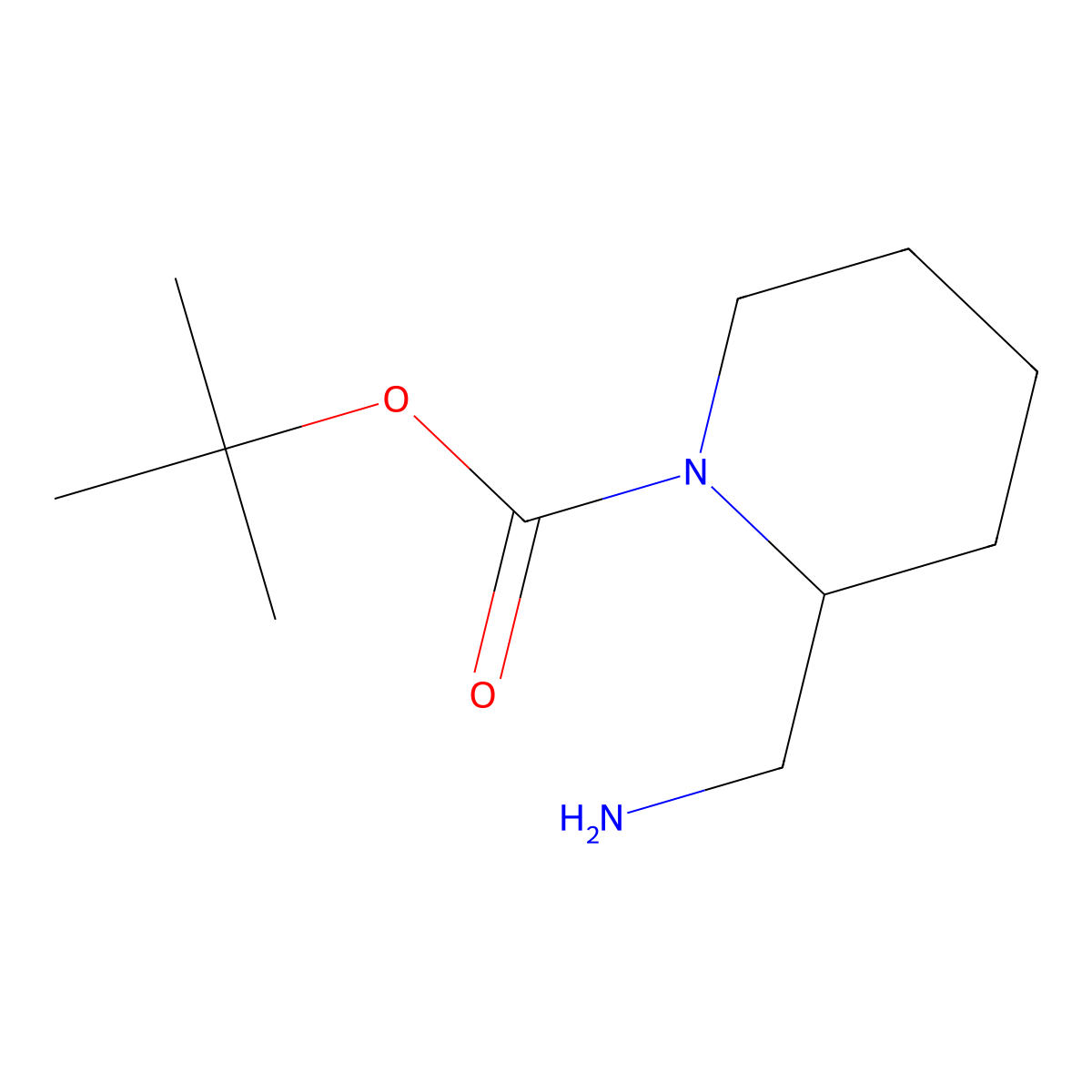 tert-Butyl (2S)-2-(aminomethyl)piperidine-1-carboxylate molecular structure, CAS 475105-35-2