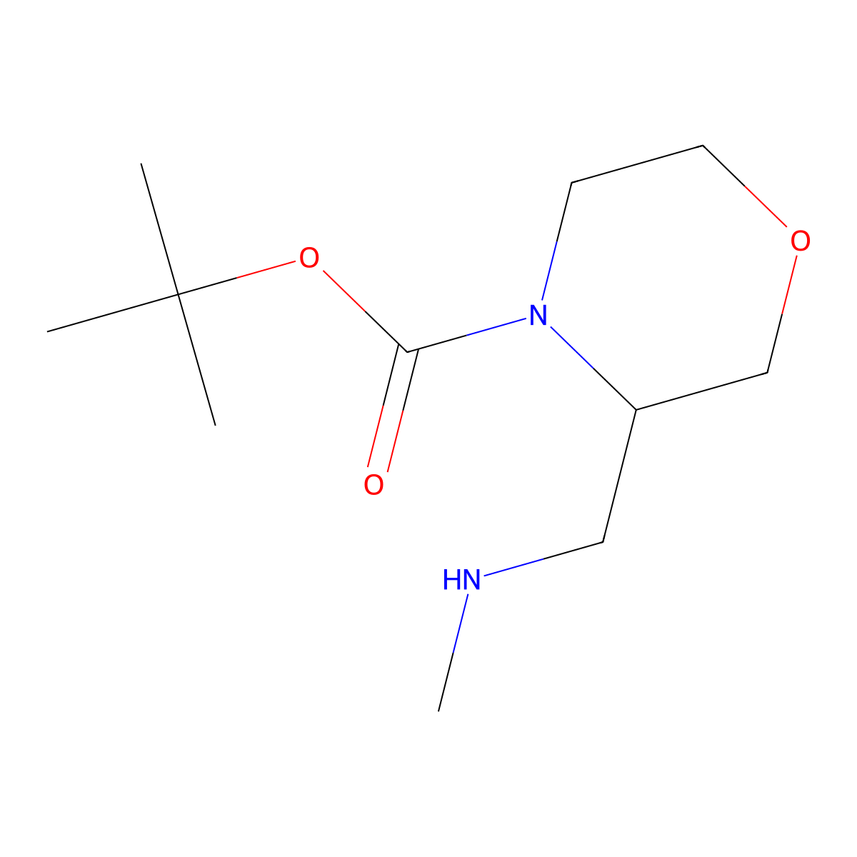 Tert-butyl 3-((methylamino)methyl)morpholine-4-carboxylate molecular structure, CAS 475106-41-3