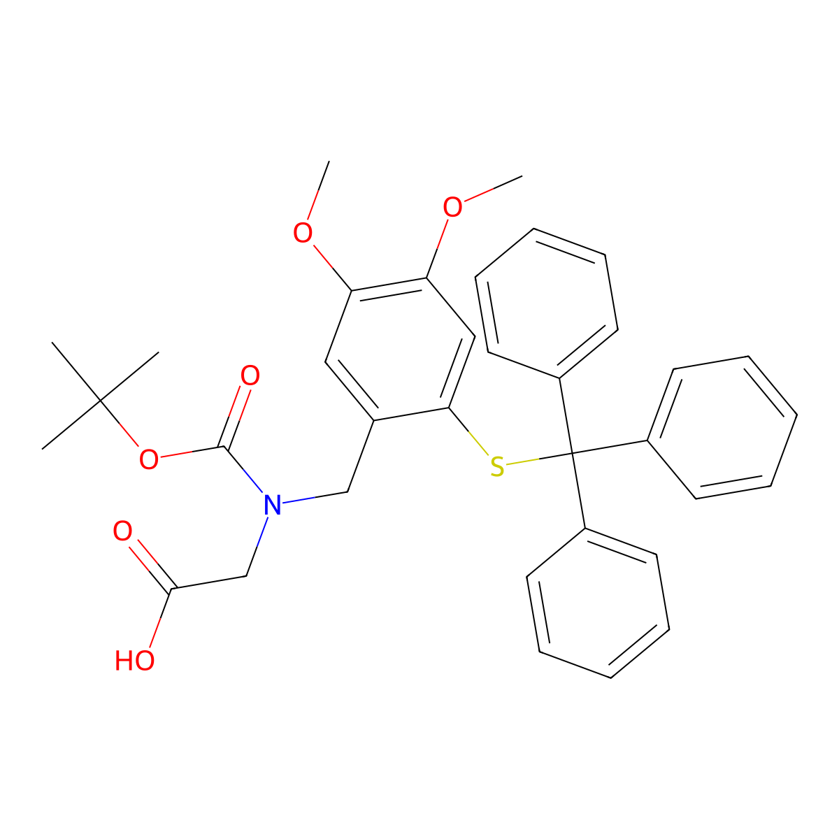 Boc-(Dmmb(Trt))Gly-OH molecular structure, CAS 475113-75-8