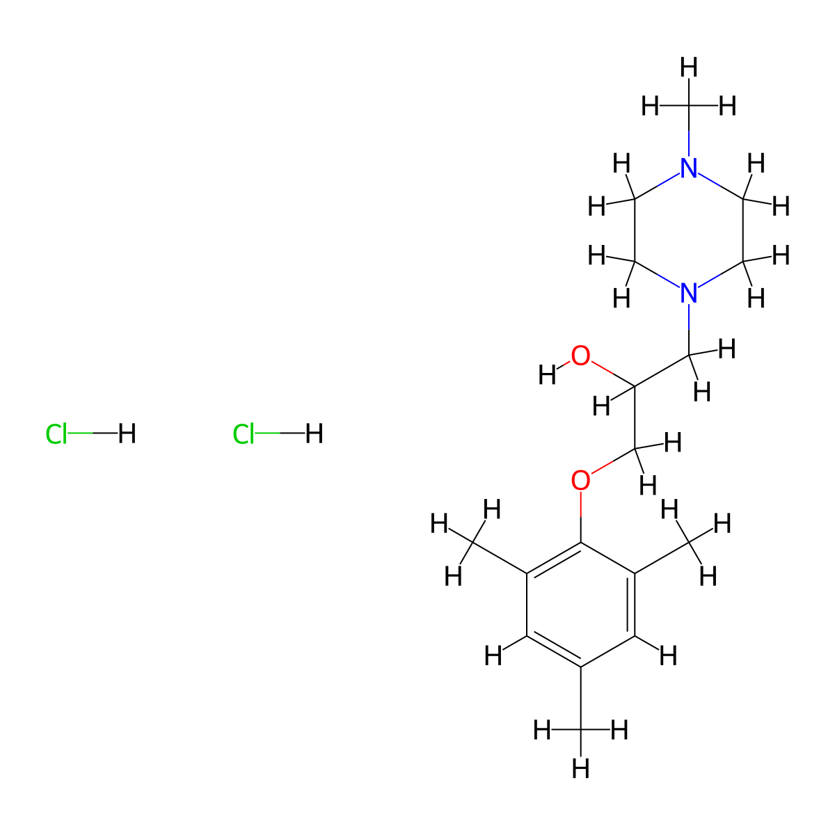 1-(Mesityloxy)-3-(4-methylpiperazin-1-yl)propan-2-ol dihydrochloride molecular structure, CAS 475146-16-8