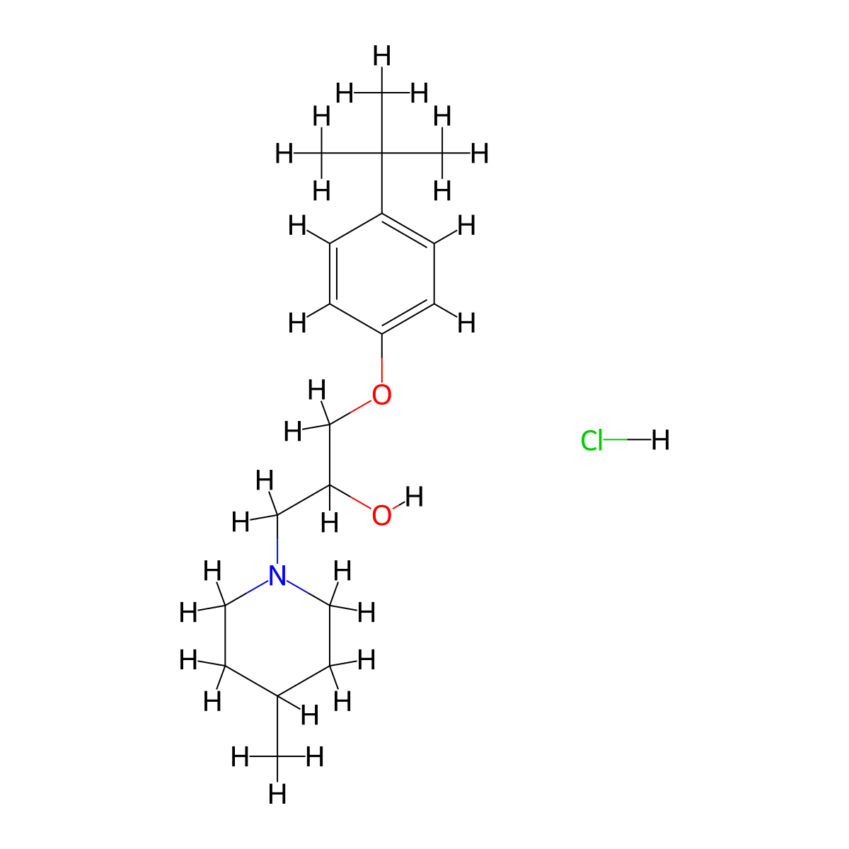 1-(4-Tert-butylphenoxy)-3-(4-methylpiperidin-1-yl)propan-2-ol hydrochloride molecular structure, CAS 475146-21-5