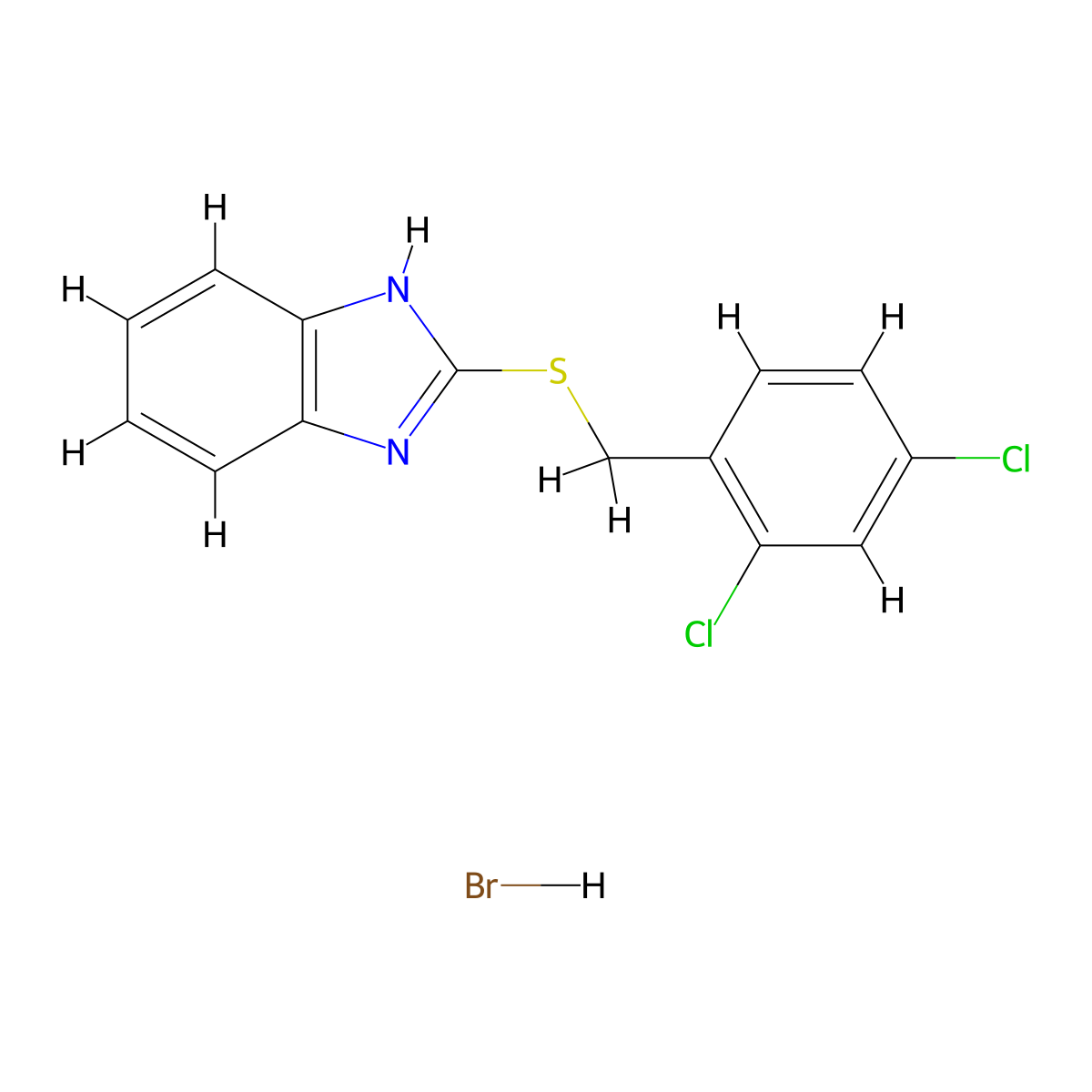 2-((2,4-dichlorobenzyl)thio)-1H-benzo[d]imidazole hydrobromide molecular structure, CAS 475146-22-6