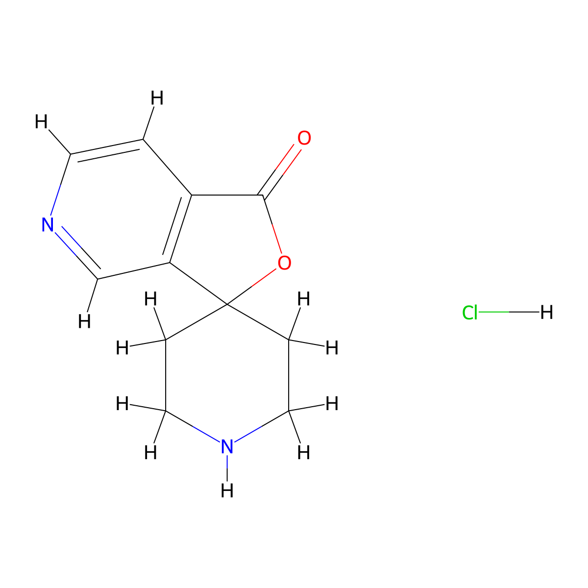 Spiro[furo[3,4-c]pyridine-3(1H),4'-piperidin]-1-one hydrochloride molecular structure, CAS 475152-16-0