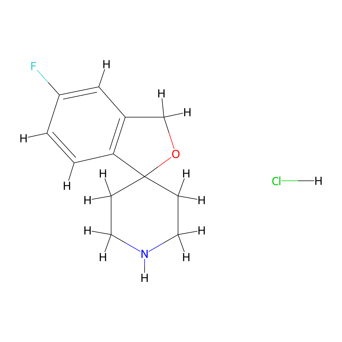 5-Fluoro-3H-spiro[isobenzofuran-1,4'-piperidine] hydrochloride molecular structure, CAS 475152-26-2