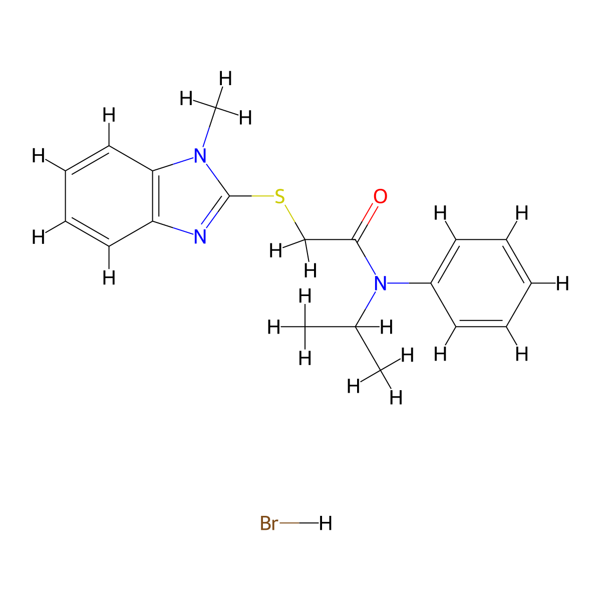 N-isopropyl-2-((1-methyl-1H-benzo[d]imidazol-2-yl)thio)-N-phenylacetamide hydrobromide molecular structure, CAS 475157-97-2