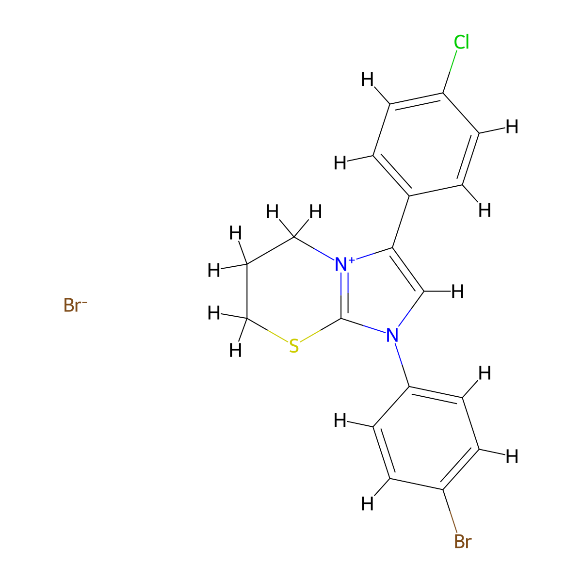 1-(4-bromophenyl)-3-(4-chlorophenyl)-6,7-dihydro-5H-imidazo[2,1-b][1,3]thiazin-1-ium bromide molecular structure, CAS 475158-10-2