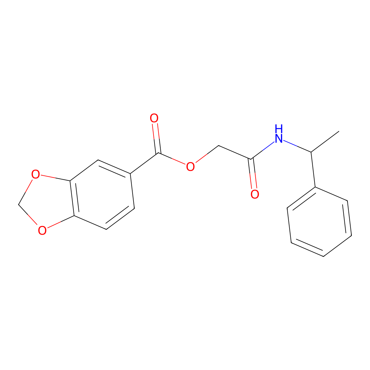 [2-Oxo-2-(1-phenylethylamino)ethyl] 1,3-benzodioxole-5-carboxylate molecular structure, CAS 475185-81-0