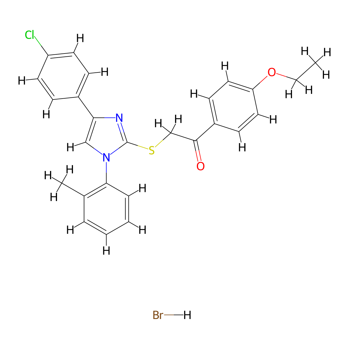 2-((4-(4-chlorophenyl)-1-(o-tolyl)-1H-imidazol-2-yl)thio)-1-(4-ethoxyphenyl)ethanone hydrobromide molecular structure, CAS 475196-26-0