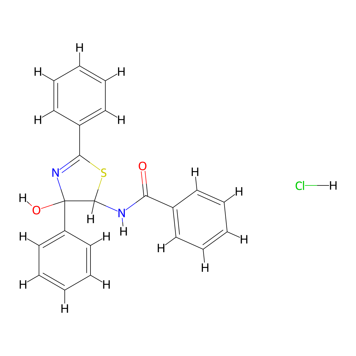 N-(4-hydroxy-2,4-diphenyl-4,5-dihydrothiazol-5-yl)benzamide hydrochloride molecular structure, CAS 475198-81-3
