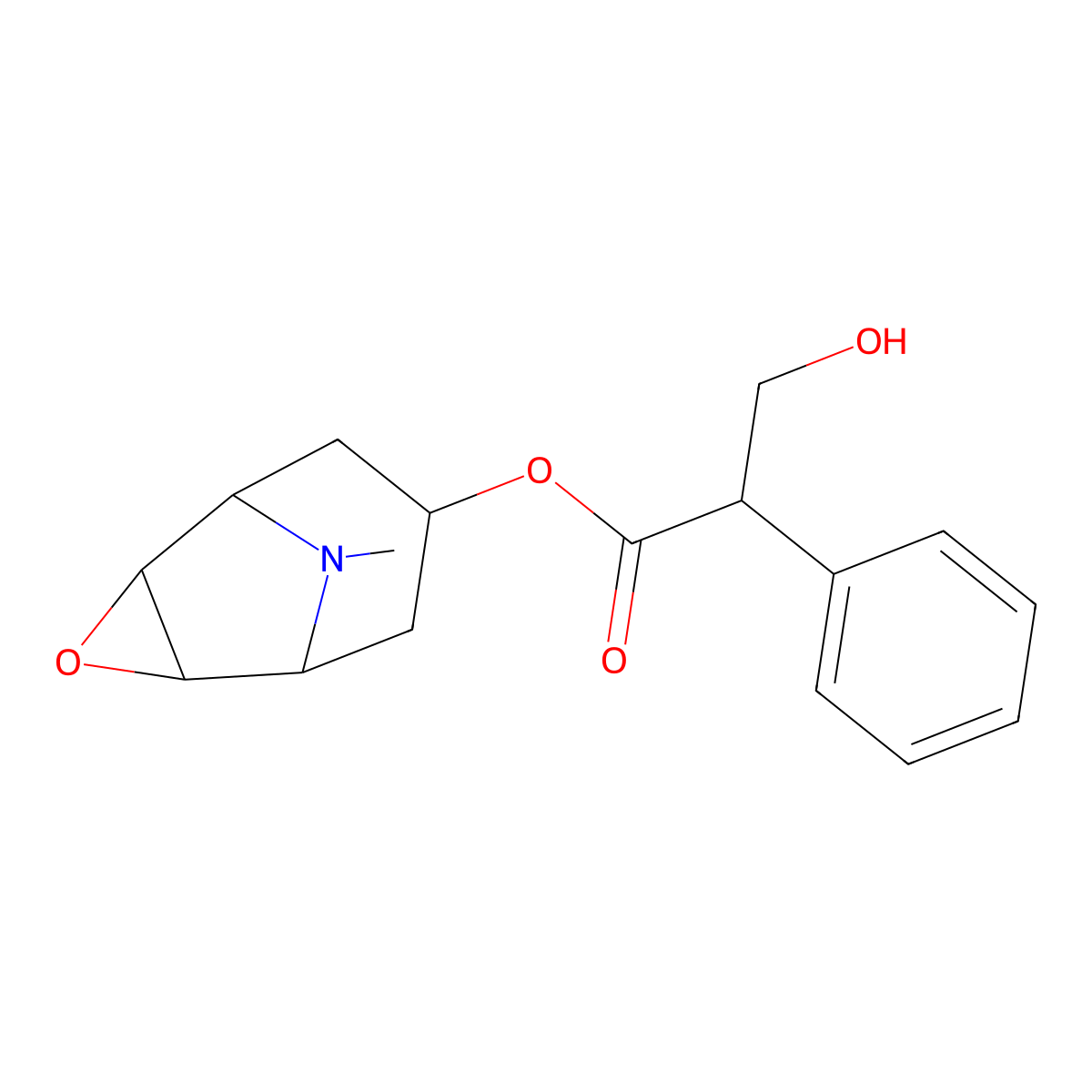 9-Methyl-3-oxa-9-azatricyclo(3.3.1.02,4)nonan-7-yl tropate molecular structure, CAS 475199-31-6