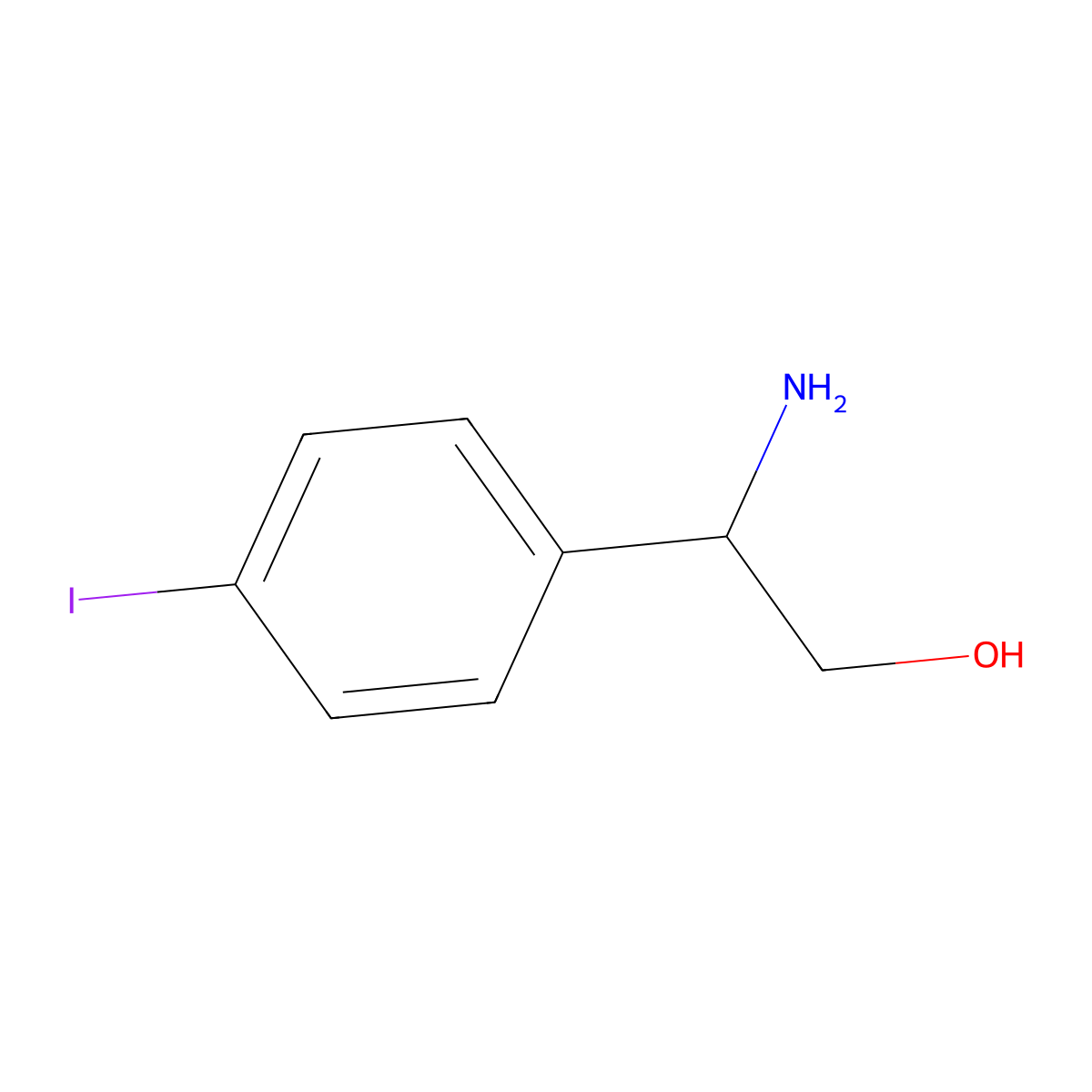 2-Amino-2-(4-iodophenyl)ethan-1-ol molecular structure, CAS 475207-45-5