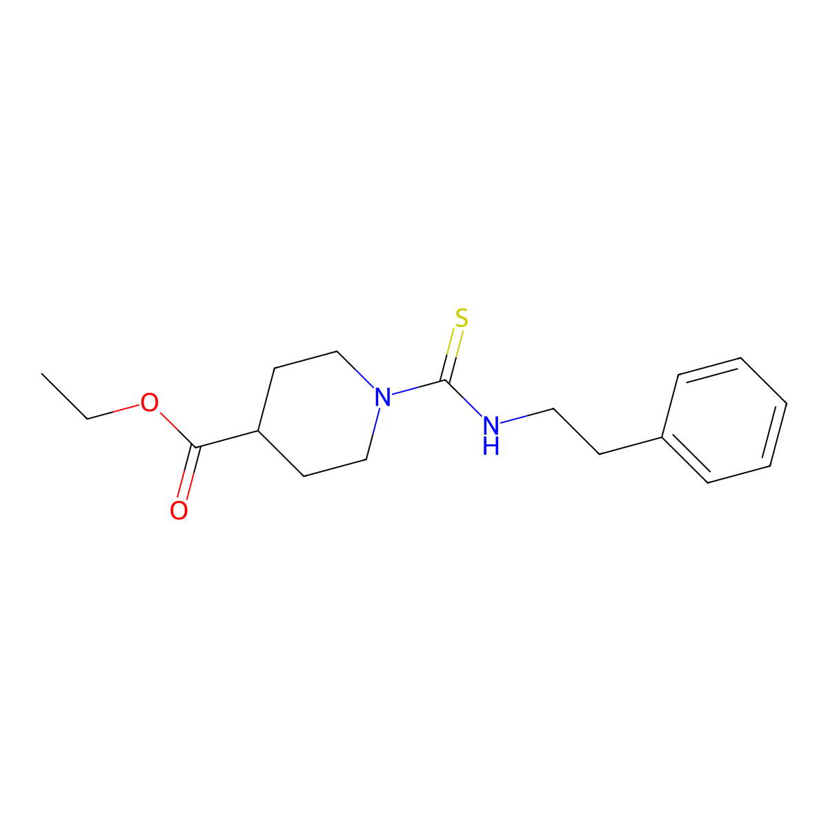 Ethyl 1-[(2-phenylethyl)carbamothioyl]piperidine-4-carboxylate molecular structure, CAS 475240-53-0