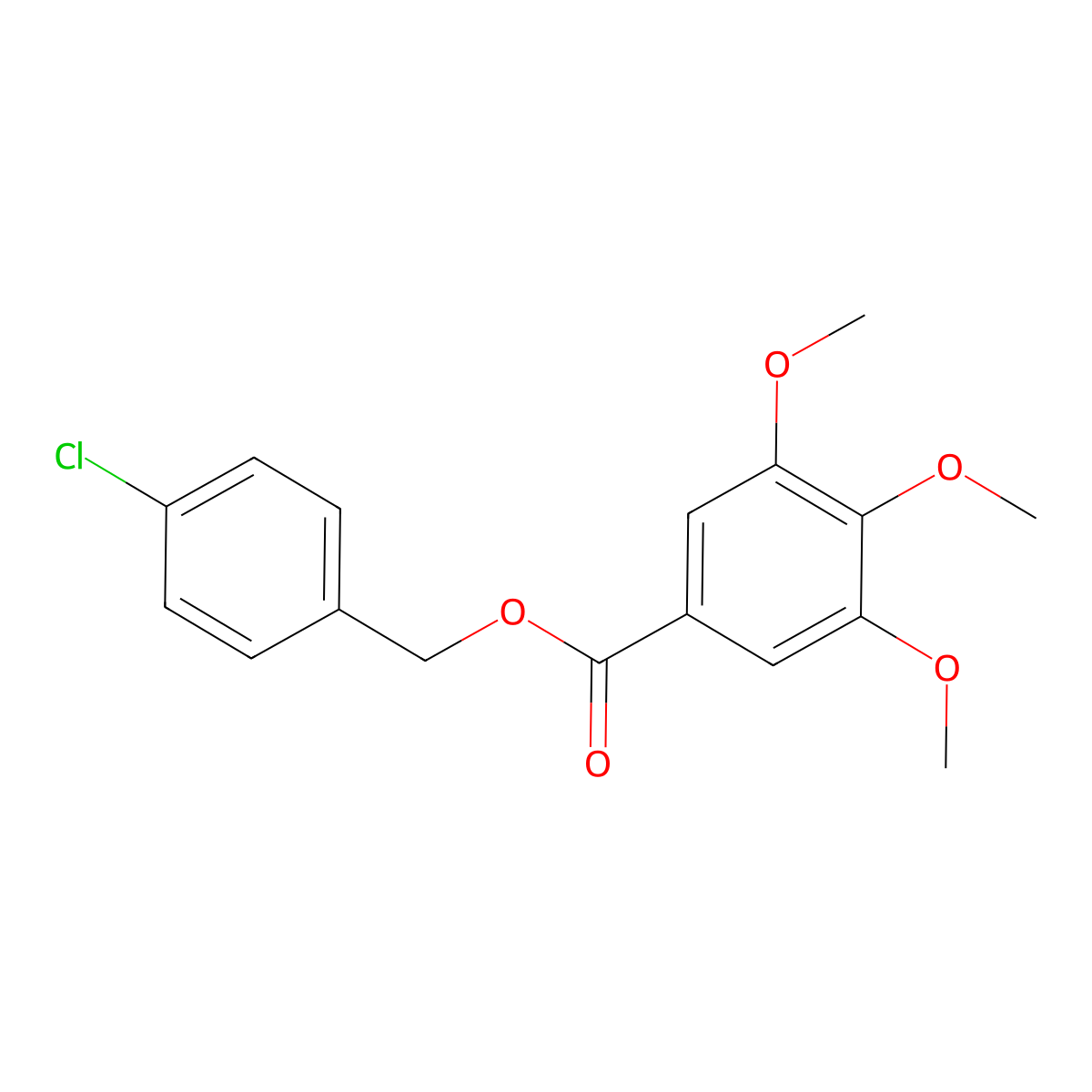 (4-Chlorophenyl)methyl 3,4,5-trimethoxybenzoate molecular structure, CAS 475241-98-6