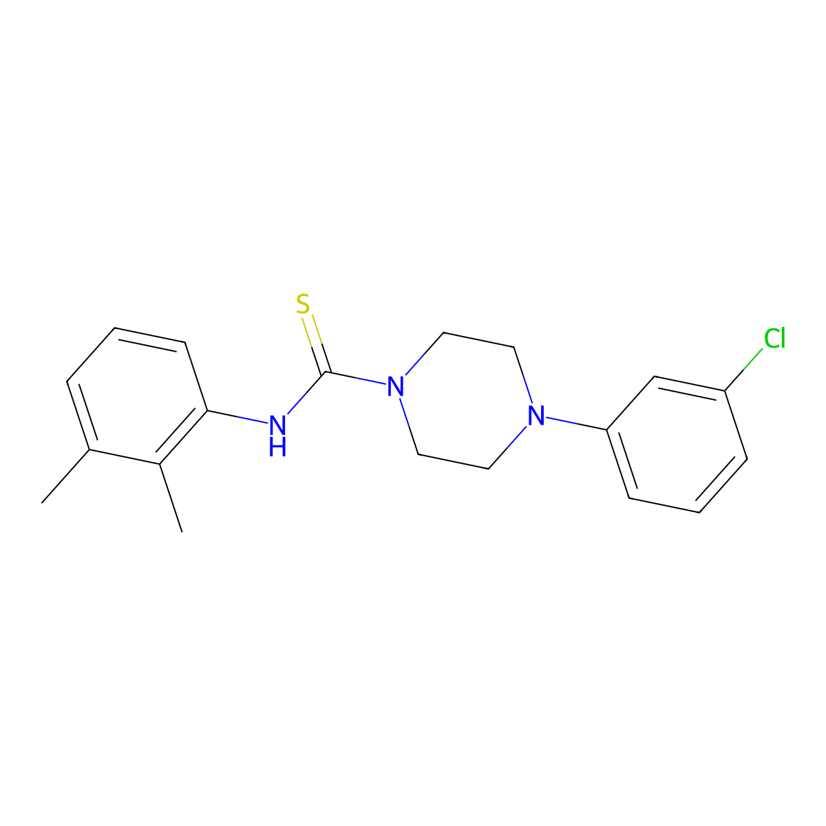 4-(3-chlorophenyl)-N-(2,3-dimethylphenyl)piperazine-1-carbothioamide molecular structure, CAS 475243-88-0