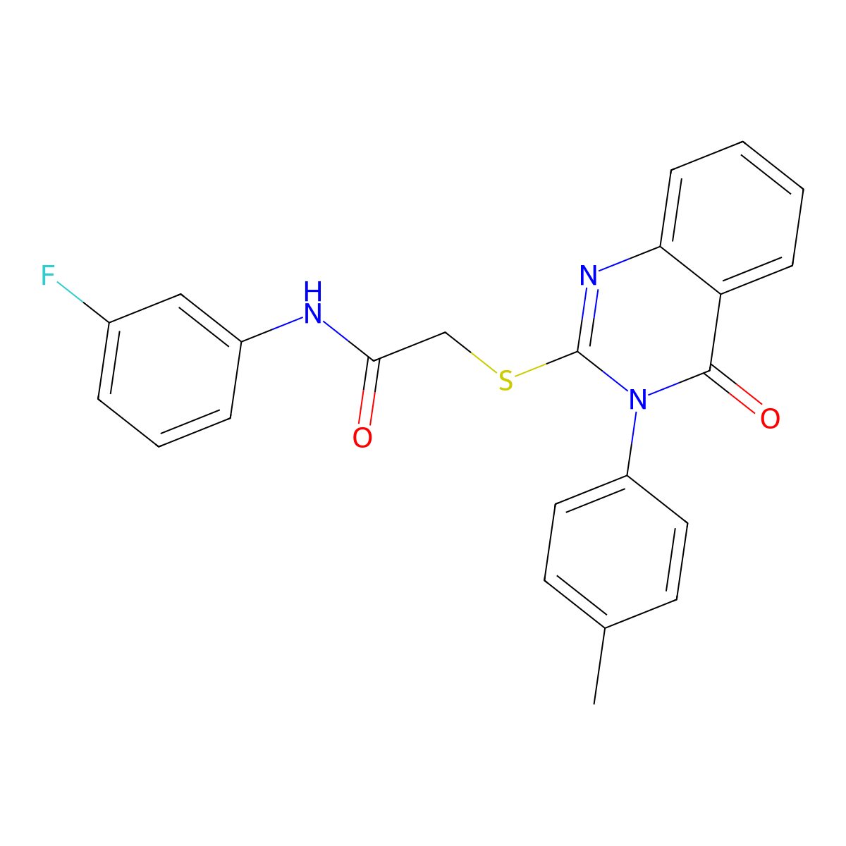 N-(3-F-PH)-2-((3-(4-Methyl-PH)-4-oxo-3,4-dihydro-2-quinazolinyl)thio)acetamide molecular structure, CAS 475249-54-8