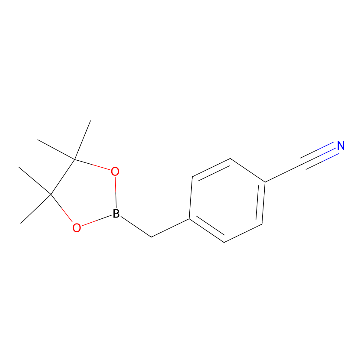 4-((4,4,5,5-Tetramethyl-1,3,2-dioxaborolan-2-yl)methyl)benzonitrile molecular structure, CAS 475250-43-2