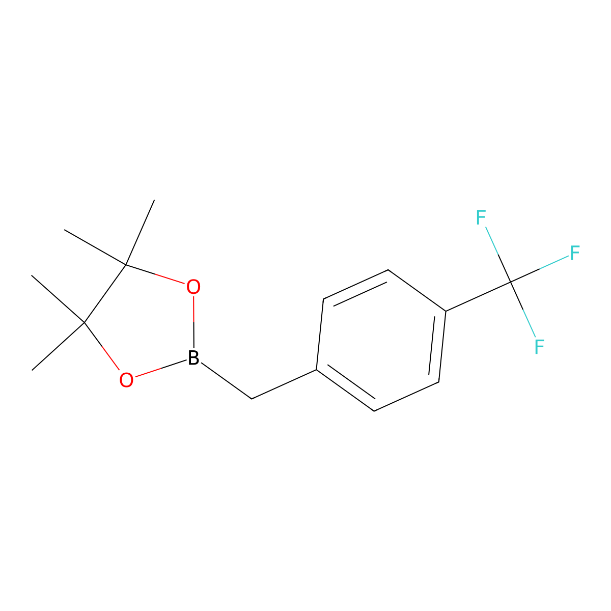 4,4,5,5-Tetramethyl-2-(4-(trifluoromethyl)benzyl)-1,3,2-dioxaborolane molecular structure, CAS 475250-46-5