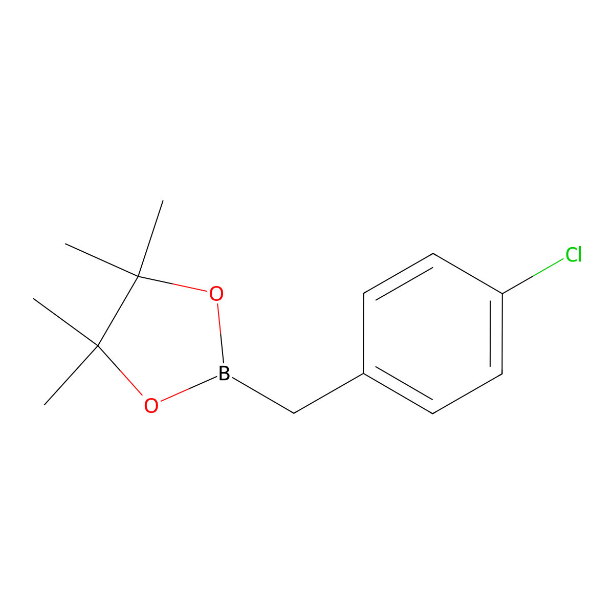 2-((4-Chlorophenyl)methyl)-4,4,5,5-tetramethyl-1,3,2-dioxaborolane molecular structure, CAS 475250-49-8