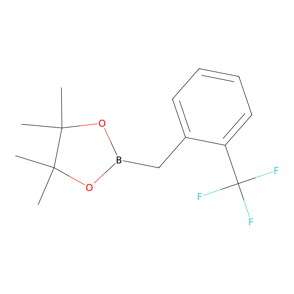 4,4,5,5-Tetramethyl-2-(2-(trifluoromethyl)benzyl)-1,3,2-dioxaborolane molecular structure, CAS 475250-54-5