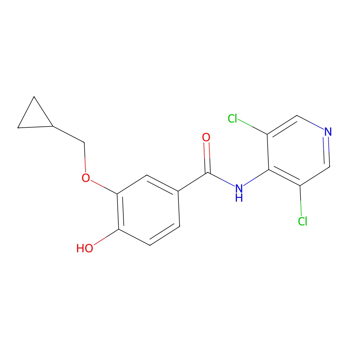 3-(Cyclopropylmethoxy)-N-(3,5-dichloropyridin-4-yl)-4-hydroxybenzamide molecular structure, CAS 475271-62-6