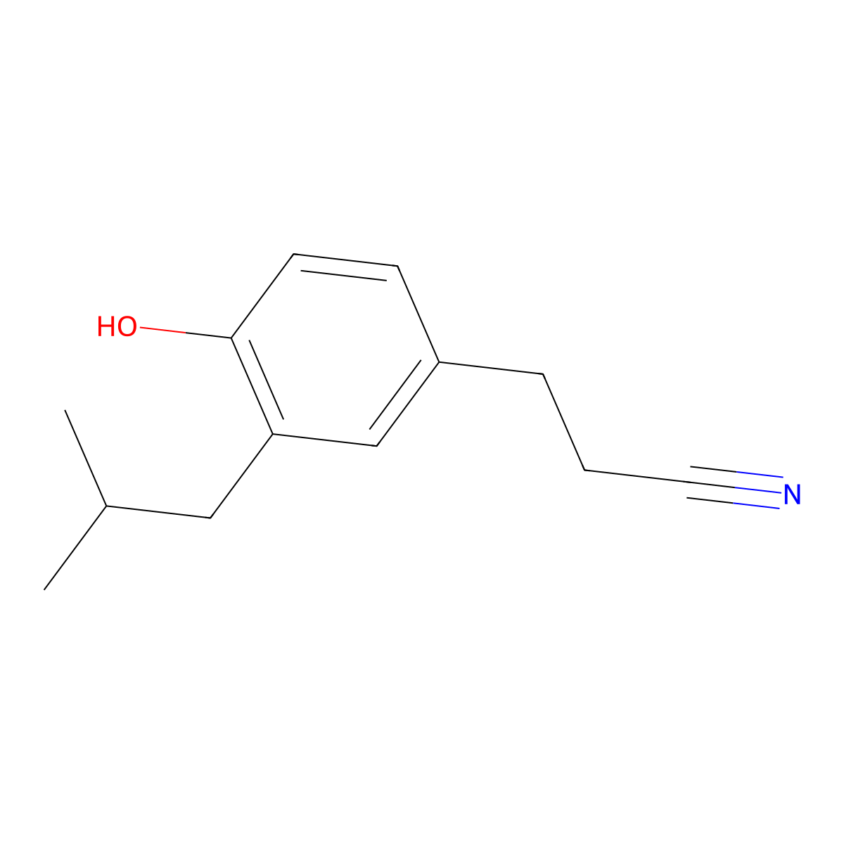 3-(4-Hydroxy-3-isobutylphenyl)propanenitrile molecular structure, CAS 475272-06-1