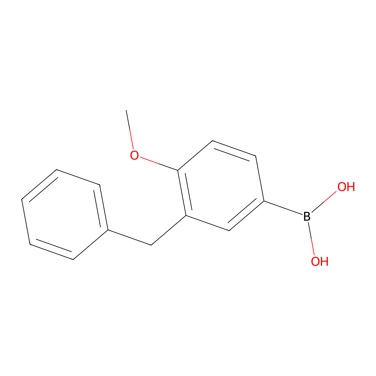 Boronic acid, [4-methoxy-3-(phenylmethyl)phenyl]- molecular structure, CAS 475272-16-3