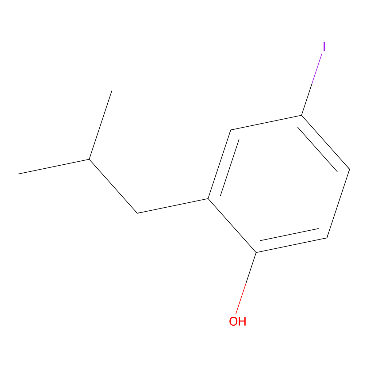 4-Iodo-2-isobutylphenol molecular structure, CAS 475272-56-1