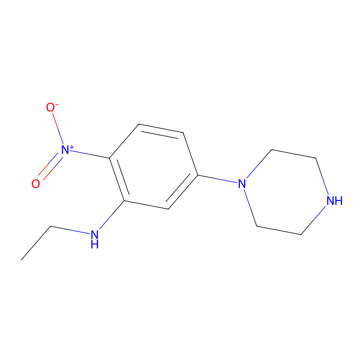 N-ethyl-2-nitro-5-piperazin-1-ylaniline molecular structure, CAS 475278-47-8