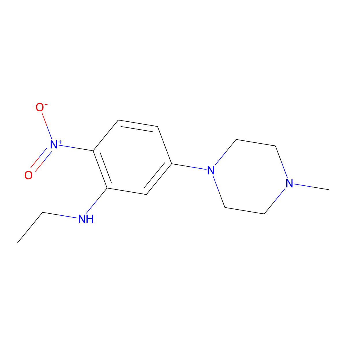 N-ethyl-5-(4-methylpiperazin-1-yl)-2-nitroaniline molecular structure, CAS 475278-50-3