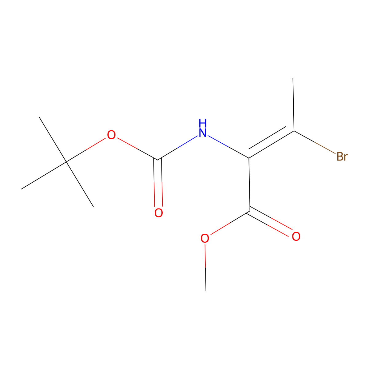 (E)-3-Bromo-2-tert-butoxycarbonylamino-but-2-enoic acid methyl ester molecular structure, CAS 475288-42-7