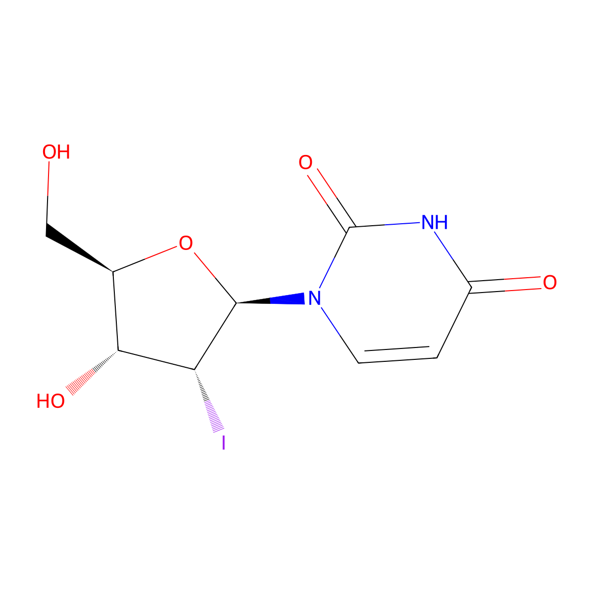 2'-Iodo-2'-deoxyuridine molecular structure, CAS 4753-03-1
