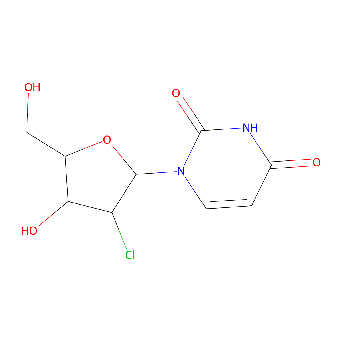 2'-Chloro-2'-deoxyuridine molecular structure, CAS 4753-04-2
