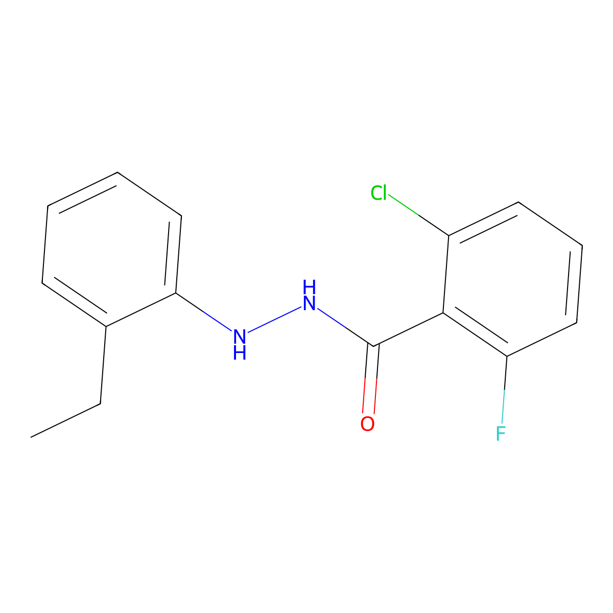 2-chloro-N'-(2-ethylphenyl)-6-fluorobenzohydrazide molecular structure, CAS 4753-23-5
