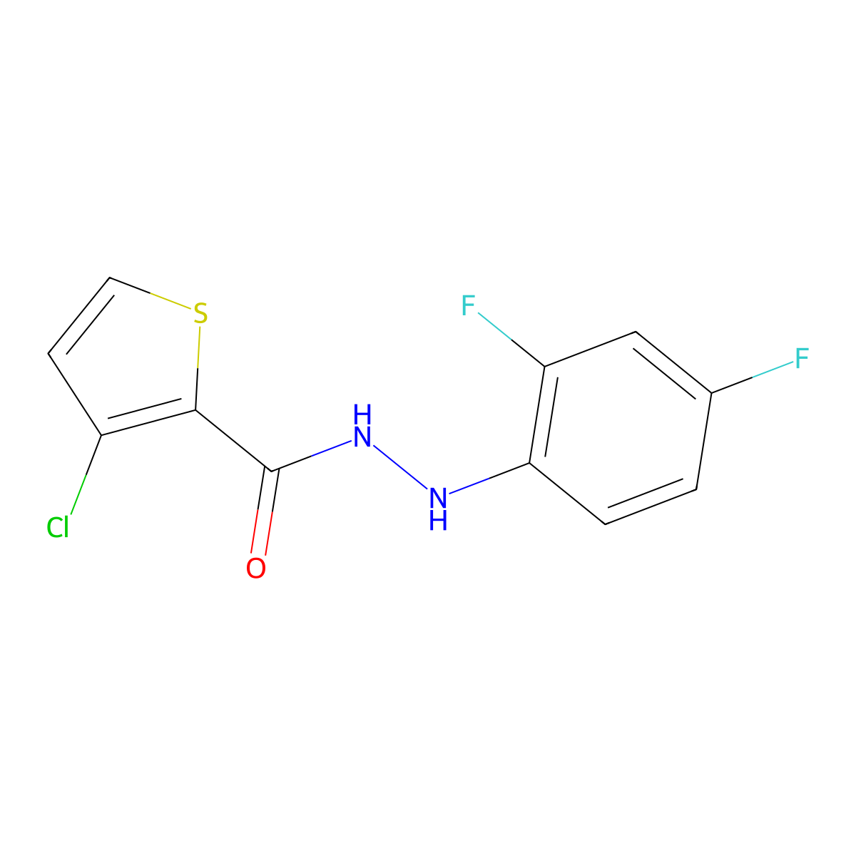 3-chloro-N'-(2,4-difluorophenyl)thiophene-2-carbohydrazide molecular structure, CAS 4753-84-8