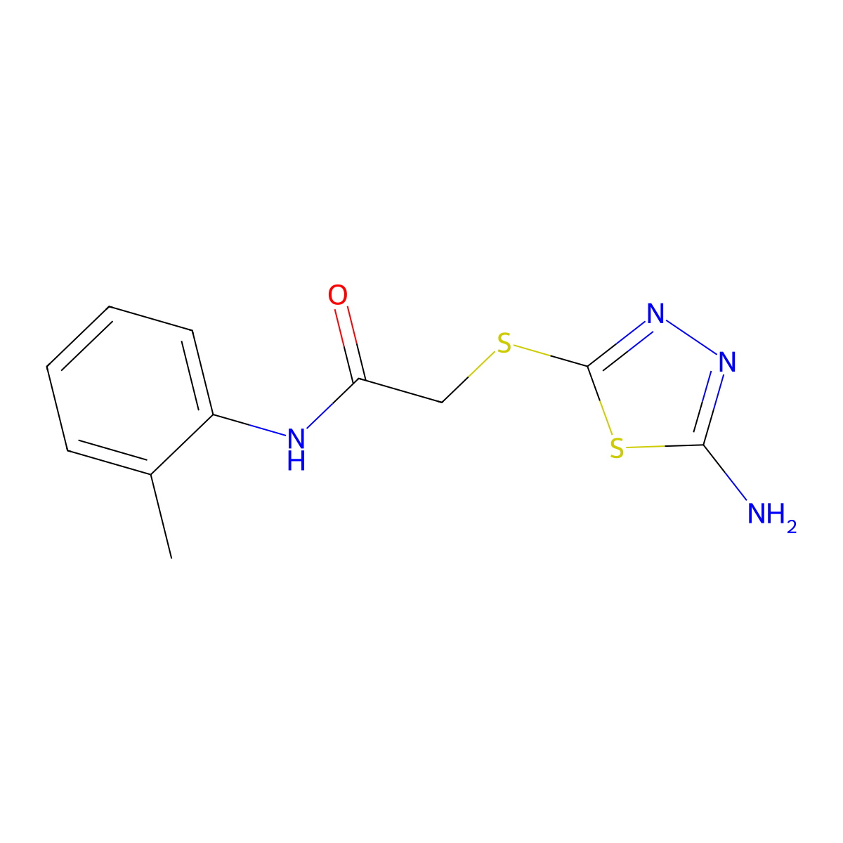 2-[(5-amino-1,3,4-thiadiazol-2-yl)sulfanyl]-N-(2-methylphenyl)acetamide molecular structure, CAS 475422-05-0