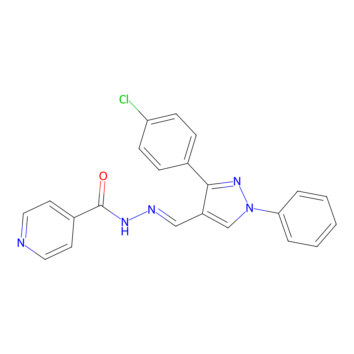 N'-{[3-(4-Chlorophenyl)-1-phenyl-1H-pyrazol-4-yl]methylidene}pyridine-4-carbohydrazide molecular structure, CAS 475467-17-5