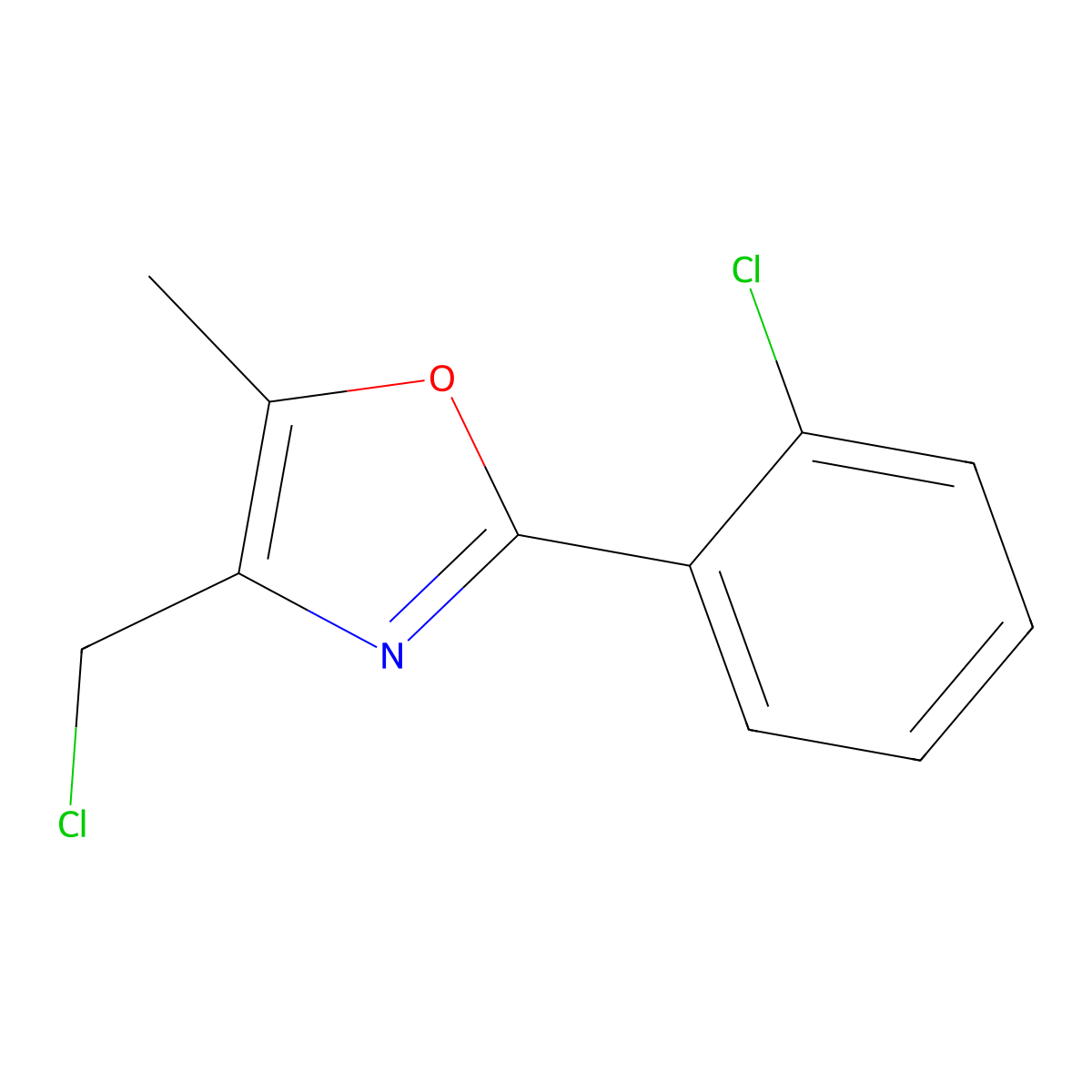 4-(Chloromethyl)-2-(2-chlorophenyl)-5-methyloxazole molecular structure, CAS 475481-96-0