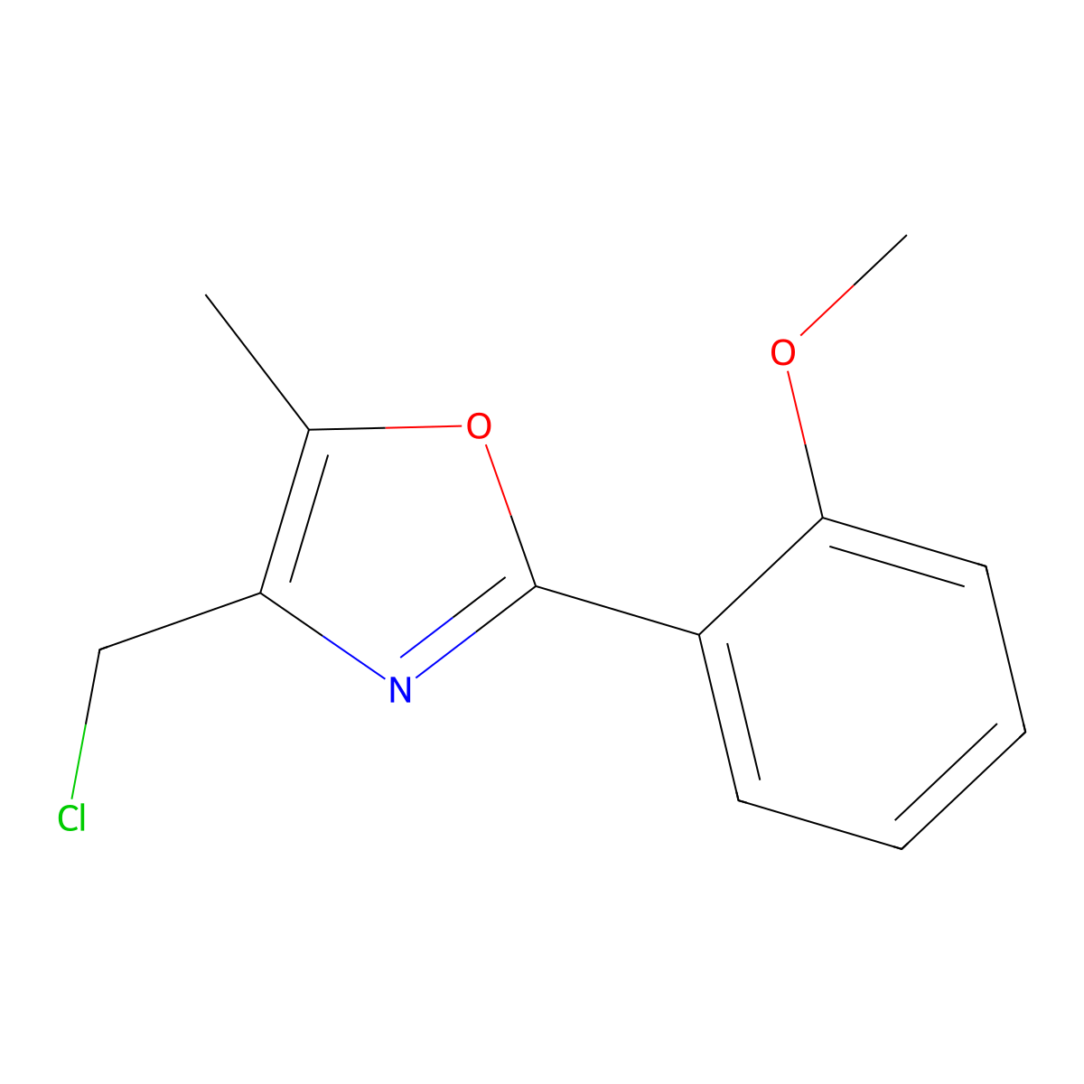 4-(Chloromethyl)-2-(2-methoxyphenyl)-5-methyl-1,3-oxazole molecular structure, CAS 475481-99-3